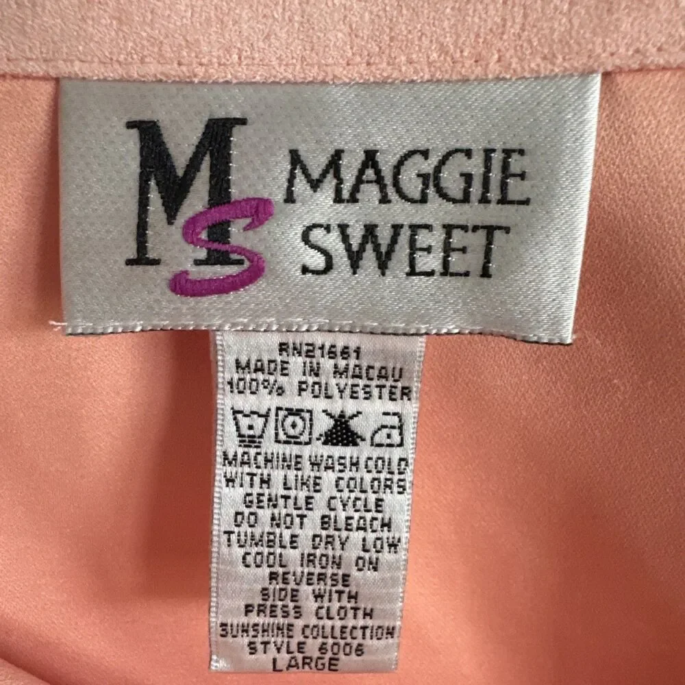 Vintage Maggie Sweet Collared Peach Orange Button Faux Suede Jacket Size Large